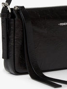 Fendi Zip Top Small vintage-effect leather shoulder bag - Nero