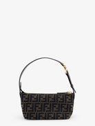 Fendi Vanity Pouch FF Jacquard Fabric Small Handbag - Ebano
