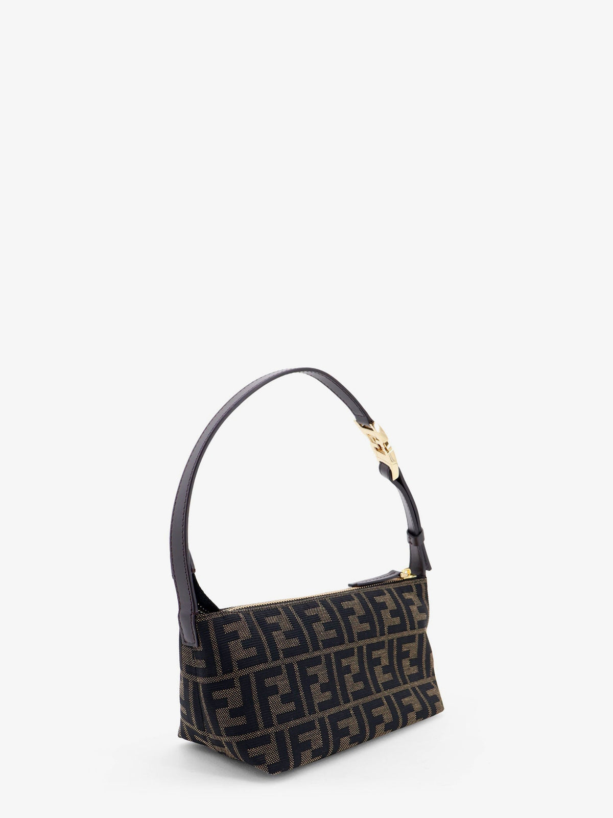 Fendi Vanity Pouch FF Jacquard Fabric Small Handbag - Ebano