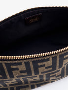 Fendi Vanity Pouch FF Jacquard Fabric Small Handbag - Ebano
