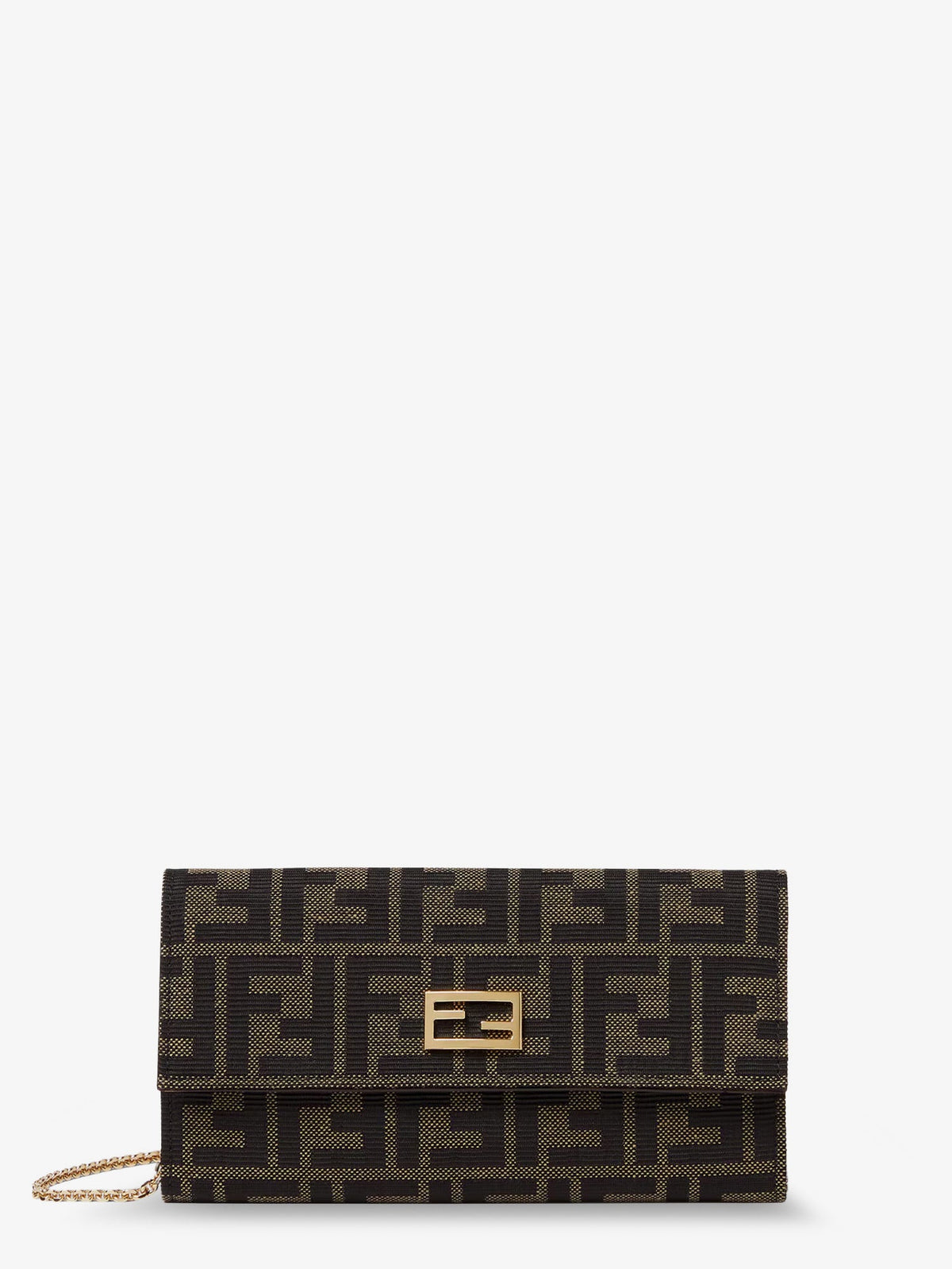 Fendi FF Zucca Fabric Continental Wallet with Chain Tube - Tabaccomoro