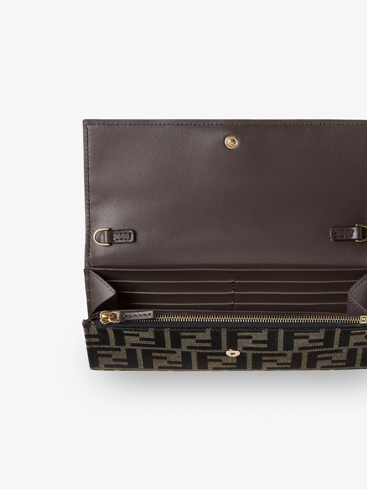 Fendi FF Zucca Fabric Continental Wallet with Chain Tube - Tabaccomoro