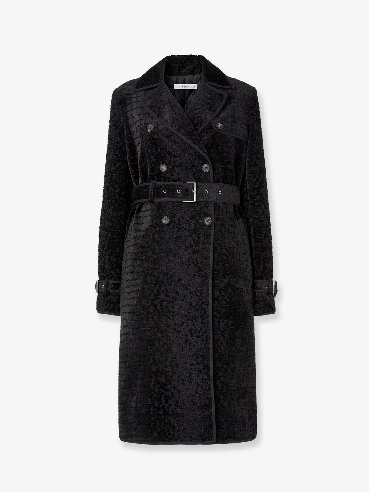 Fendi Jacquard velvet coat with aniaml print - Nero