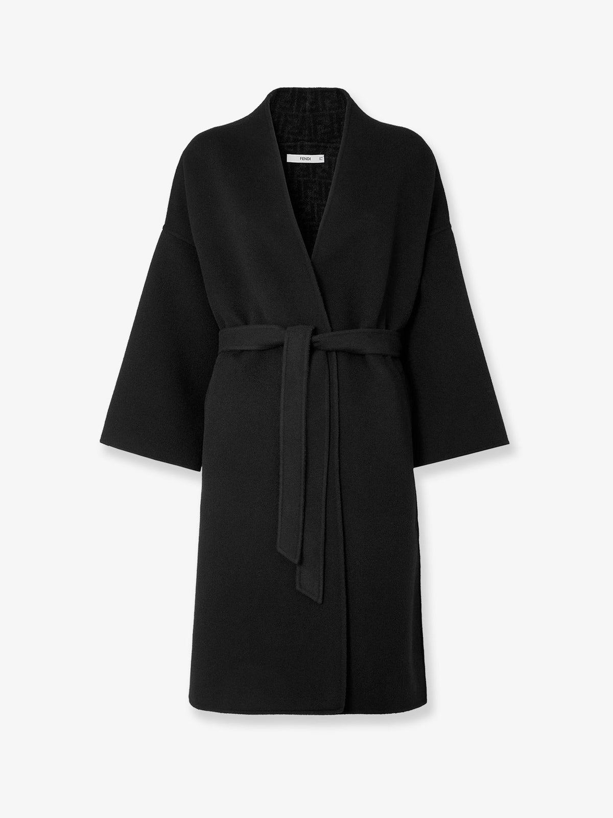Fendi FF Zucca Wool Midi Coat black - Nero