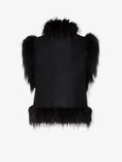 Fendi Wool vest with floral embroidery and fox fur trim - Nero