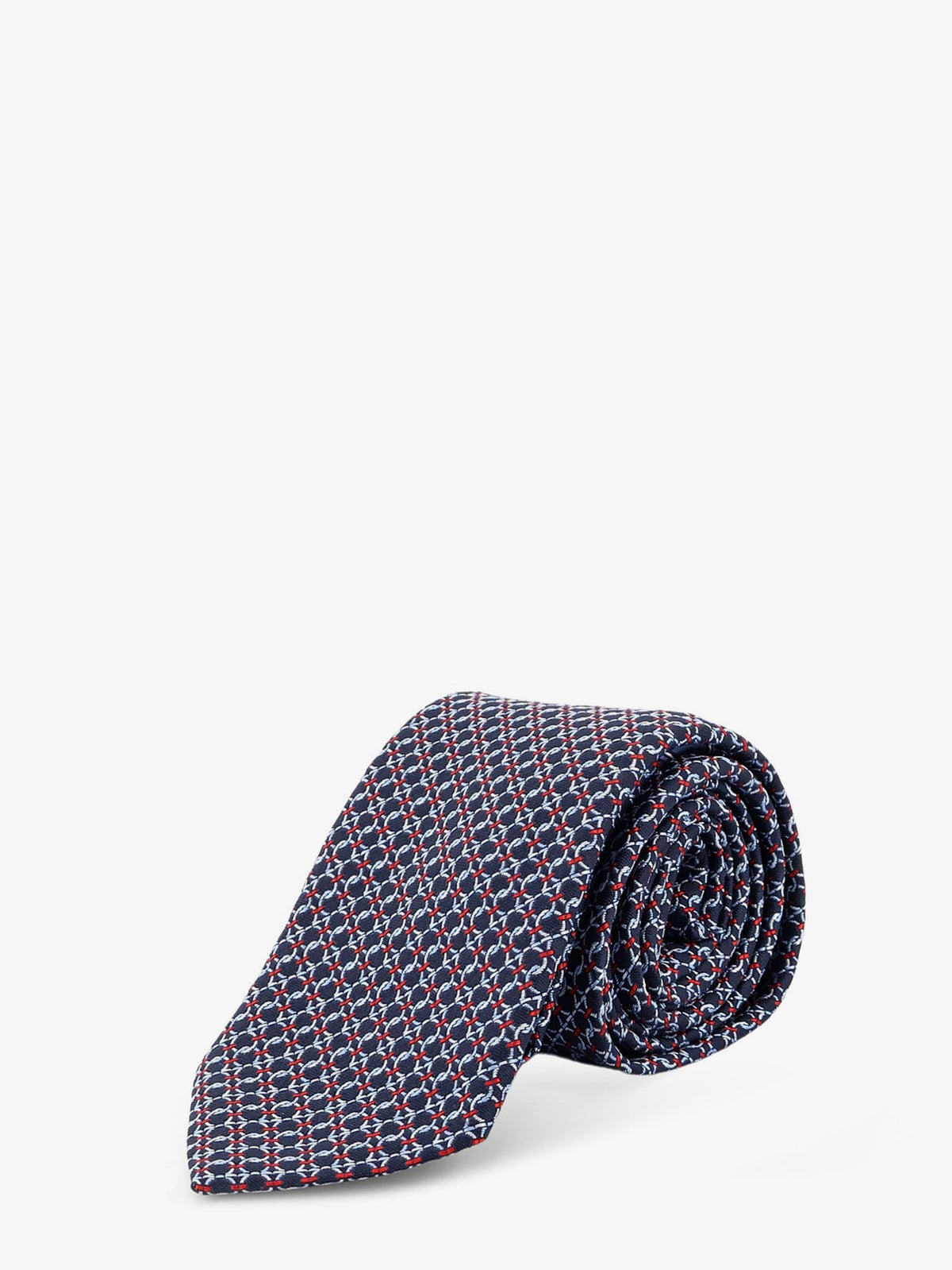 Ferragamo Crema silk tie with Intreccio print - Bluscuro