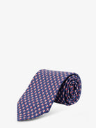 Ferragamo Cyrus silk tie with Shark print - Blu Scuro Rosso