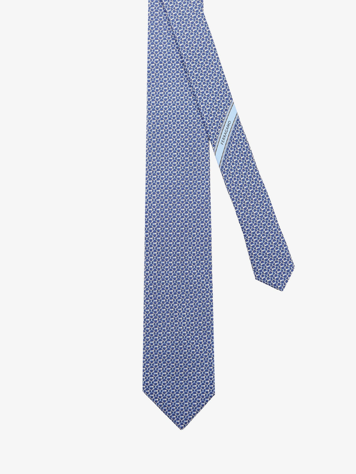 Ferragamo Silk tie with Intreccio print - Blu Royal