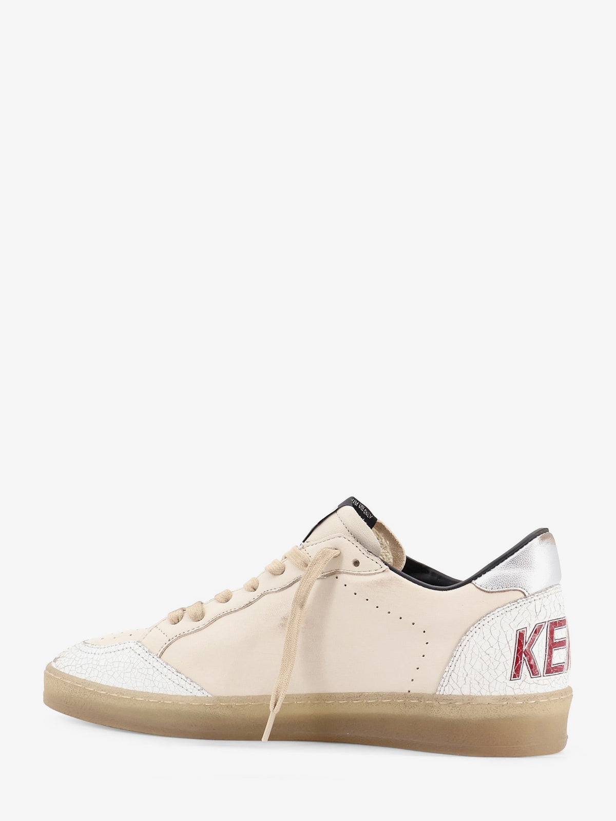 Golden Goose Deluxe Brand Ballstar leather sneakers with iconic side logo - Butter Beigewhiteredsilver