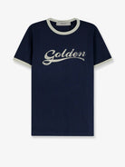 Golden Goose Deluxe Brand Cotton T-shirt with printed logo on the front - Blue Heritage White