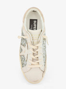 Golden Goose Superstar leather sneakers with all-over glitter pattern - Whiteplatinumbeige