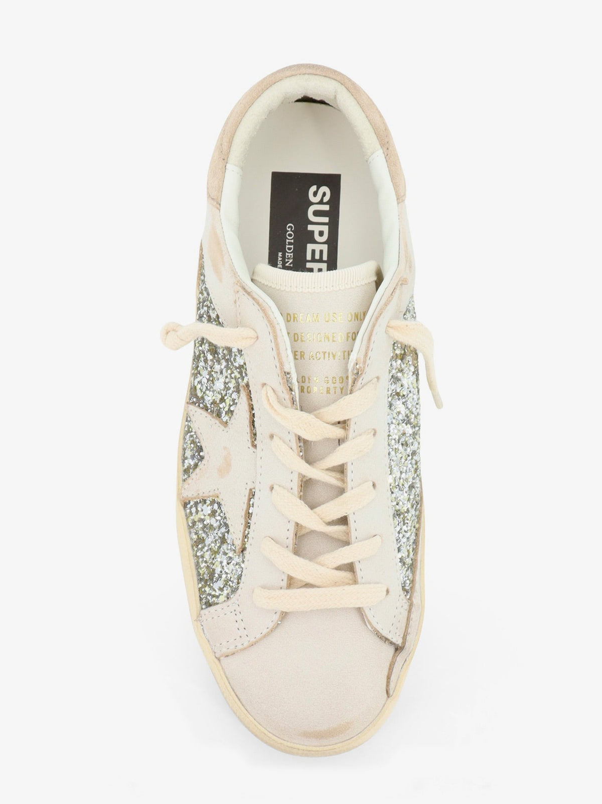 Golden Goose Superstar leather sneakers with all-over glitter pattern - Whiteplatinumbeige