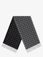 Gucci Sciarpa realizzata in jacquard di cashmere GG e impreziosita da finiture con frange. - Graphiteblack