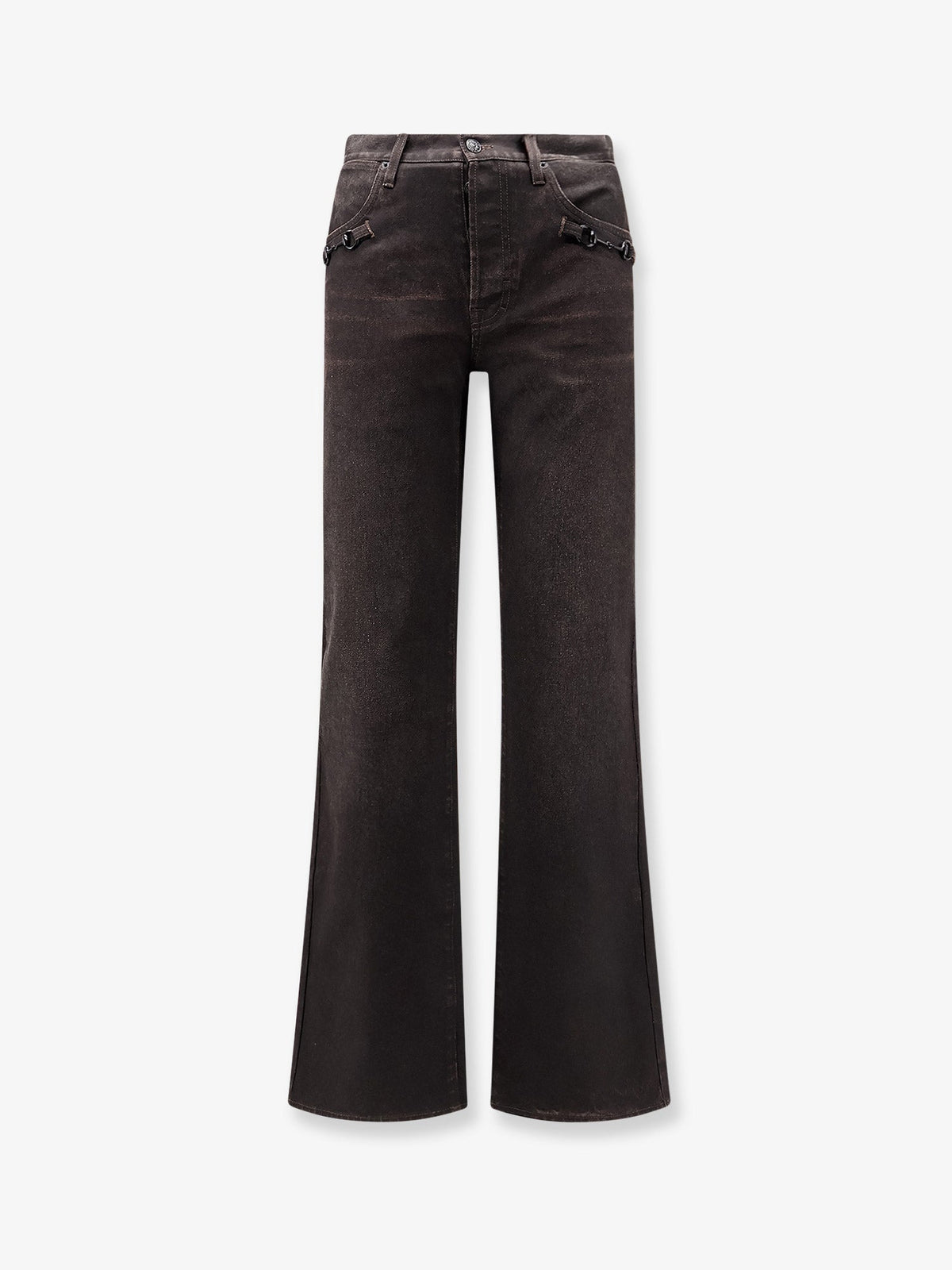 Gucci Cotton denim trousers with Horsebit detail - Brown