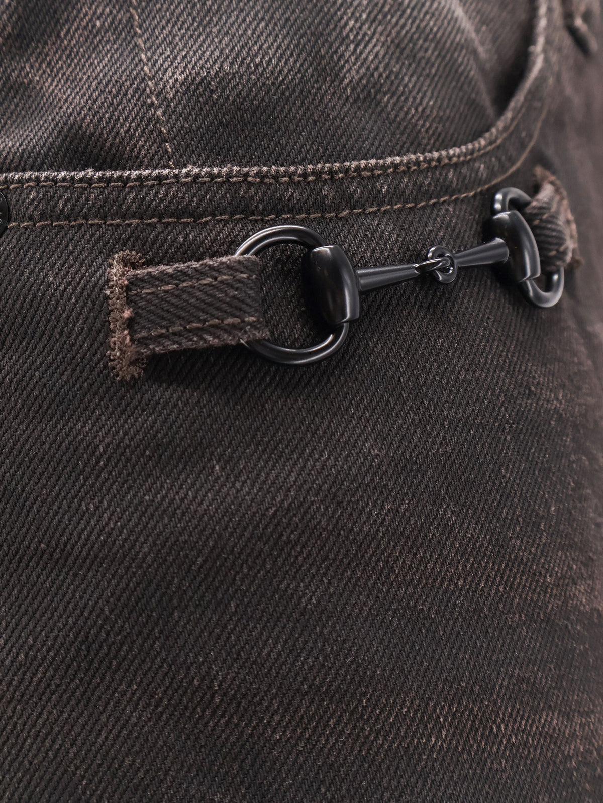 Gucci Cotton denim trousers with Horsebit detail - Brown