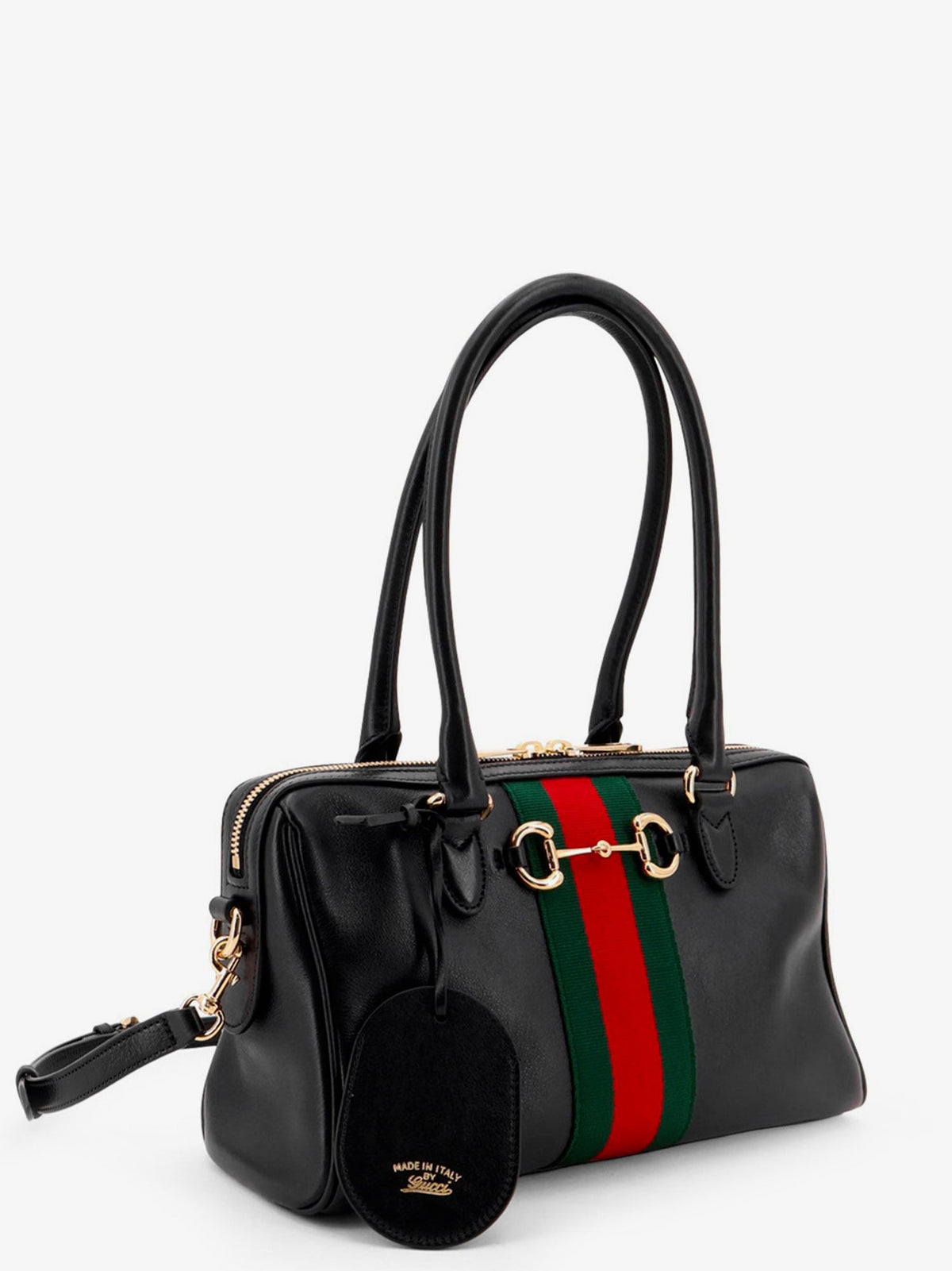 Gucci Borsetto leather handbag with Web detail on the front - Black