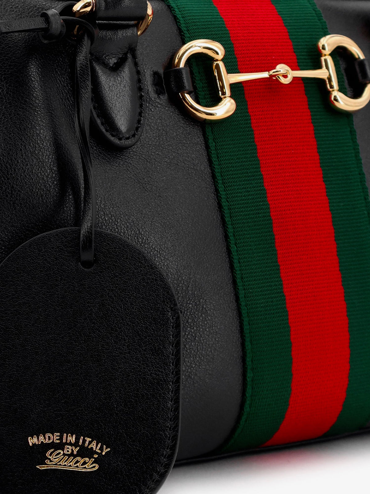 Gucci Borsetto leather handbag with Web detail on the front - Black