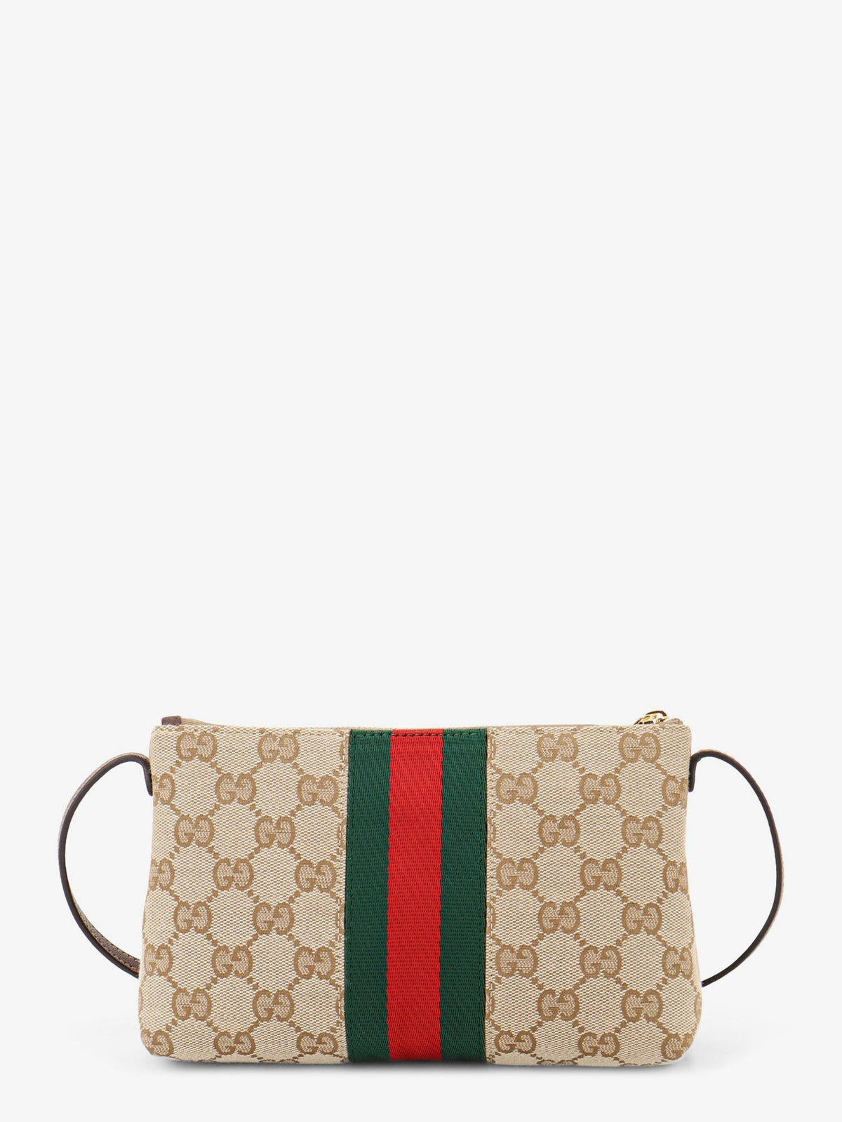 Gucci GG fabric crossbody with Nastro Web detail on the front - Beige