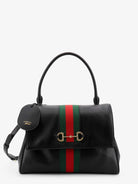 Gucci Paparazzo leather handbag with front Web detail - Black
