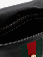 Gucci Paparazzo leather handbag with front Web detail - Black
