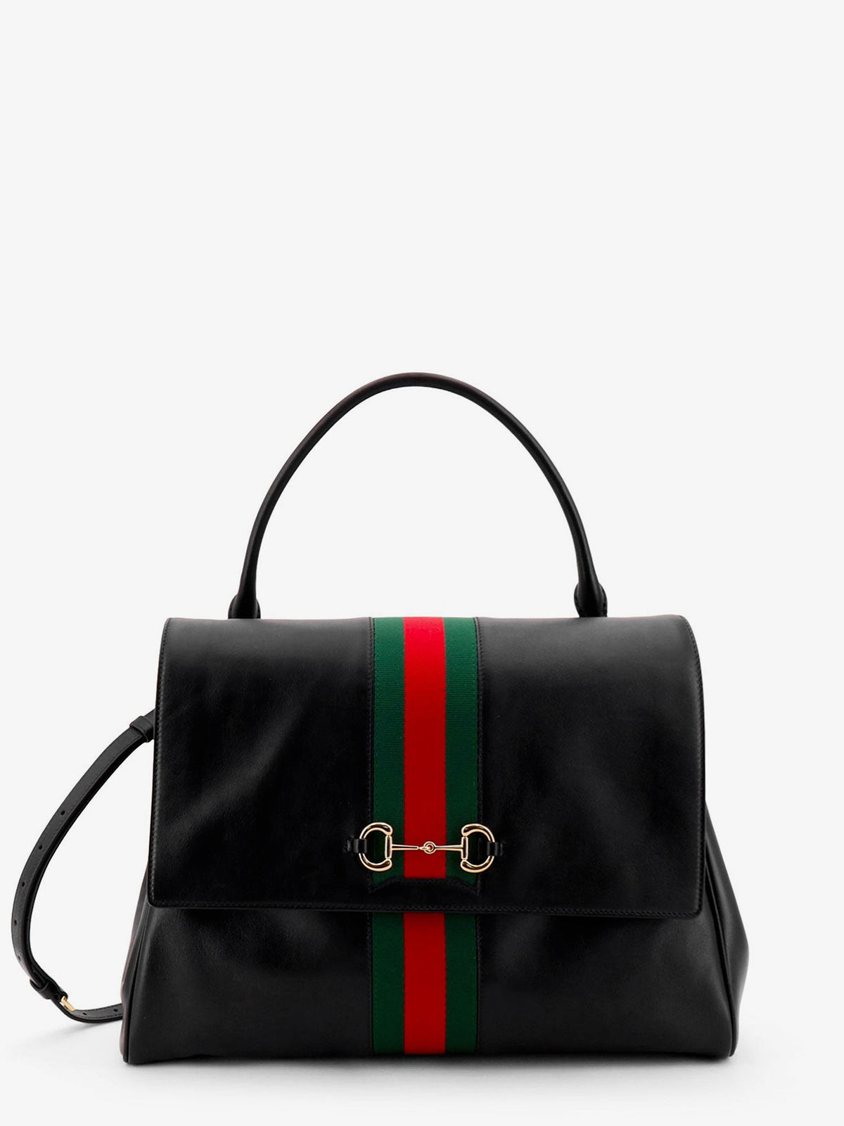 Gucci Paparazzo leather handbag with iconic metal Horsebit - Black