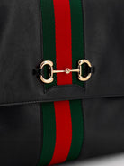 Gucci Paparazzo leather handbag with iconic metal Horsebit - Black