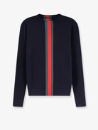 Gucci Cotton sweater with Nastro Web inlay - Bluegreenred