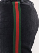Gucci Blue denim jeans with Nastro Web profiles - Black