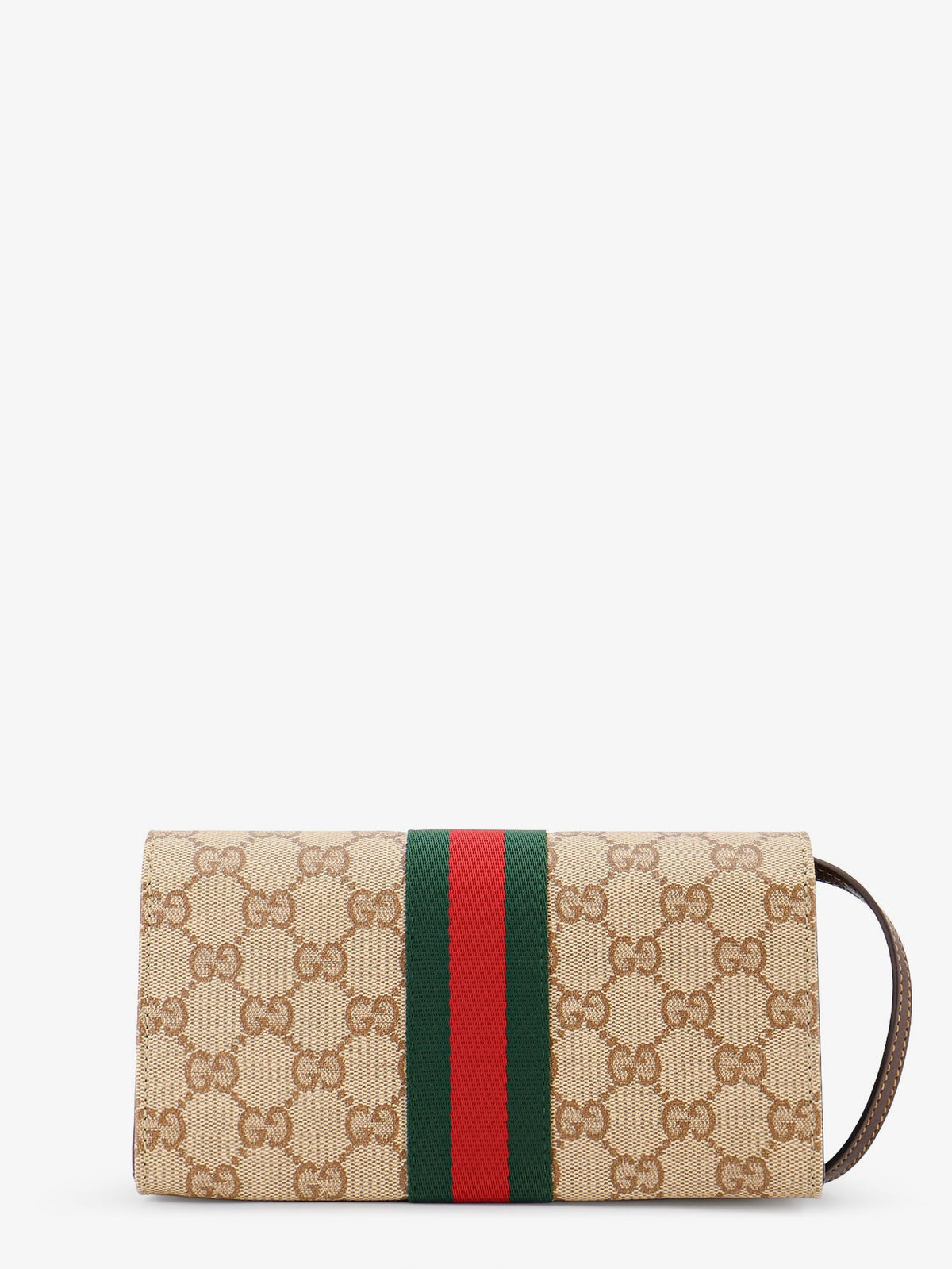 Gucci GG fabric shoulder bag with Nastro Web detail - Beige