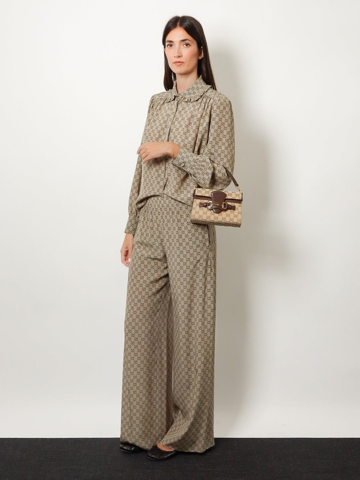 Gucci Gucci Primavera silk trousers with GG print - Beigeebony