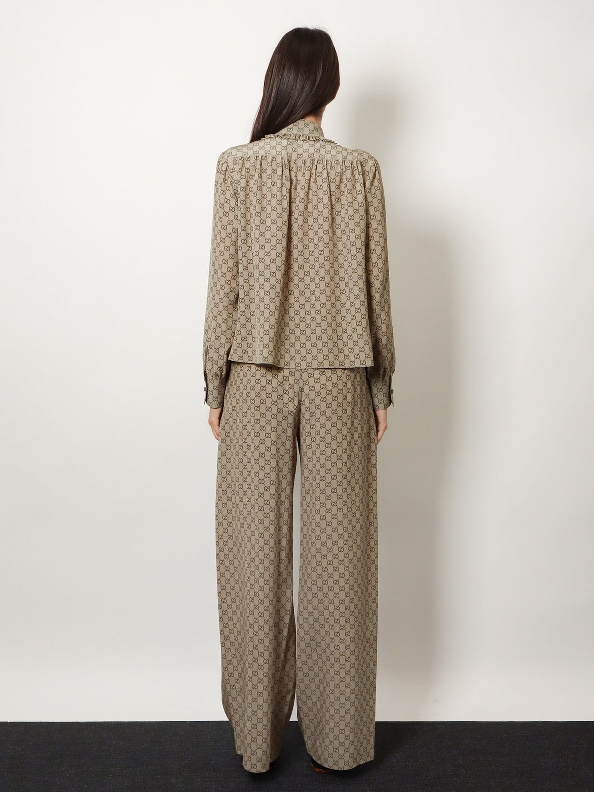 Gucci Gucci Primavera silk trousers with GG print - Beigeebony
