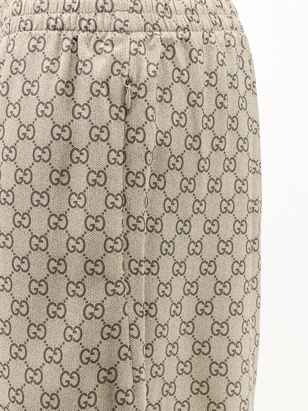 Gucci Gucci Primavera silk trousers with GG print - Beigeebony