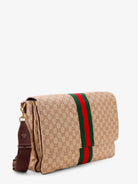 Gucci GG canvas crossbody bag with front Web detail - Sandbrown