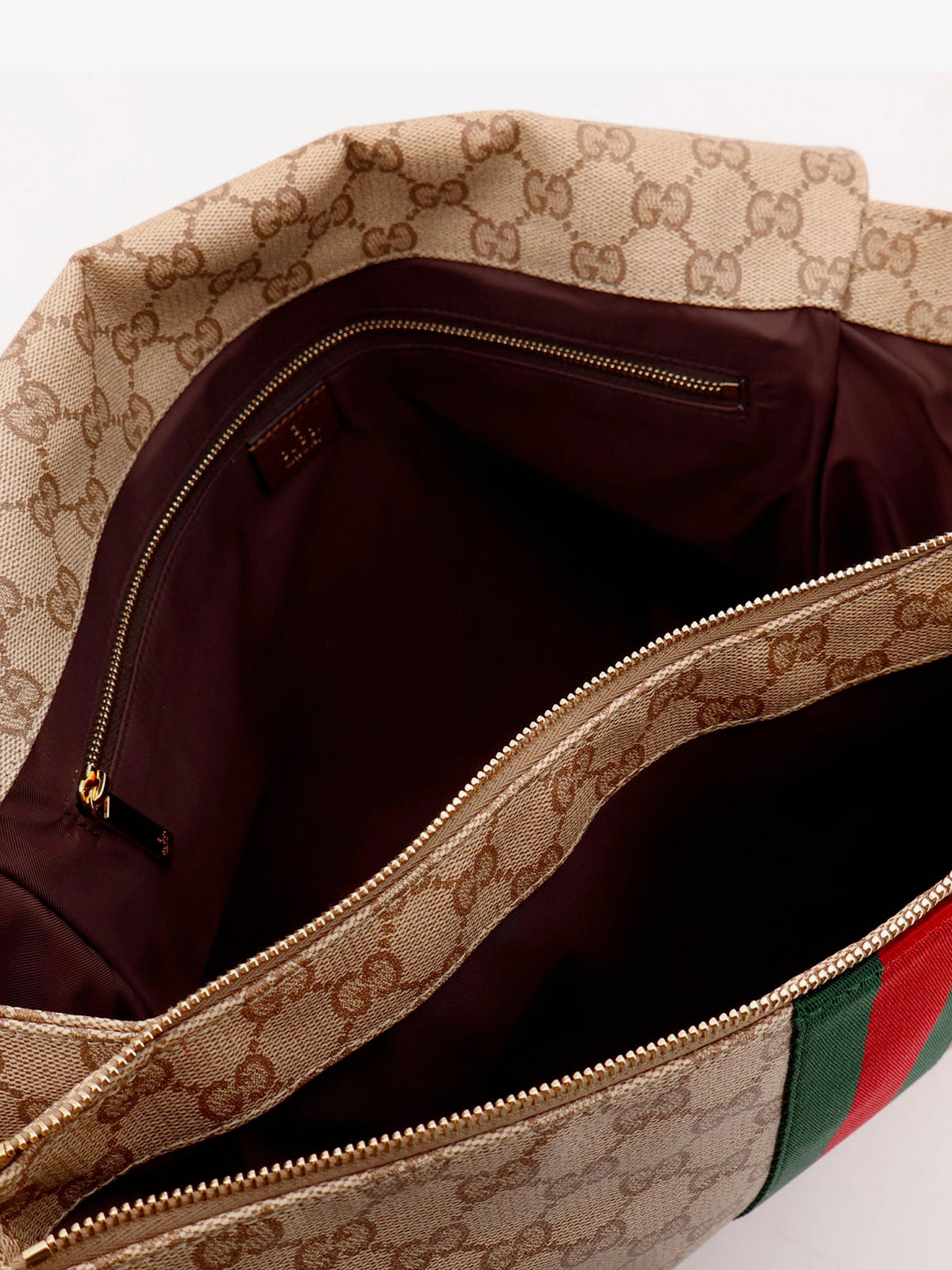 Gucci GG canvas crossbody bag with front Web detail - Sandbrown