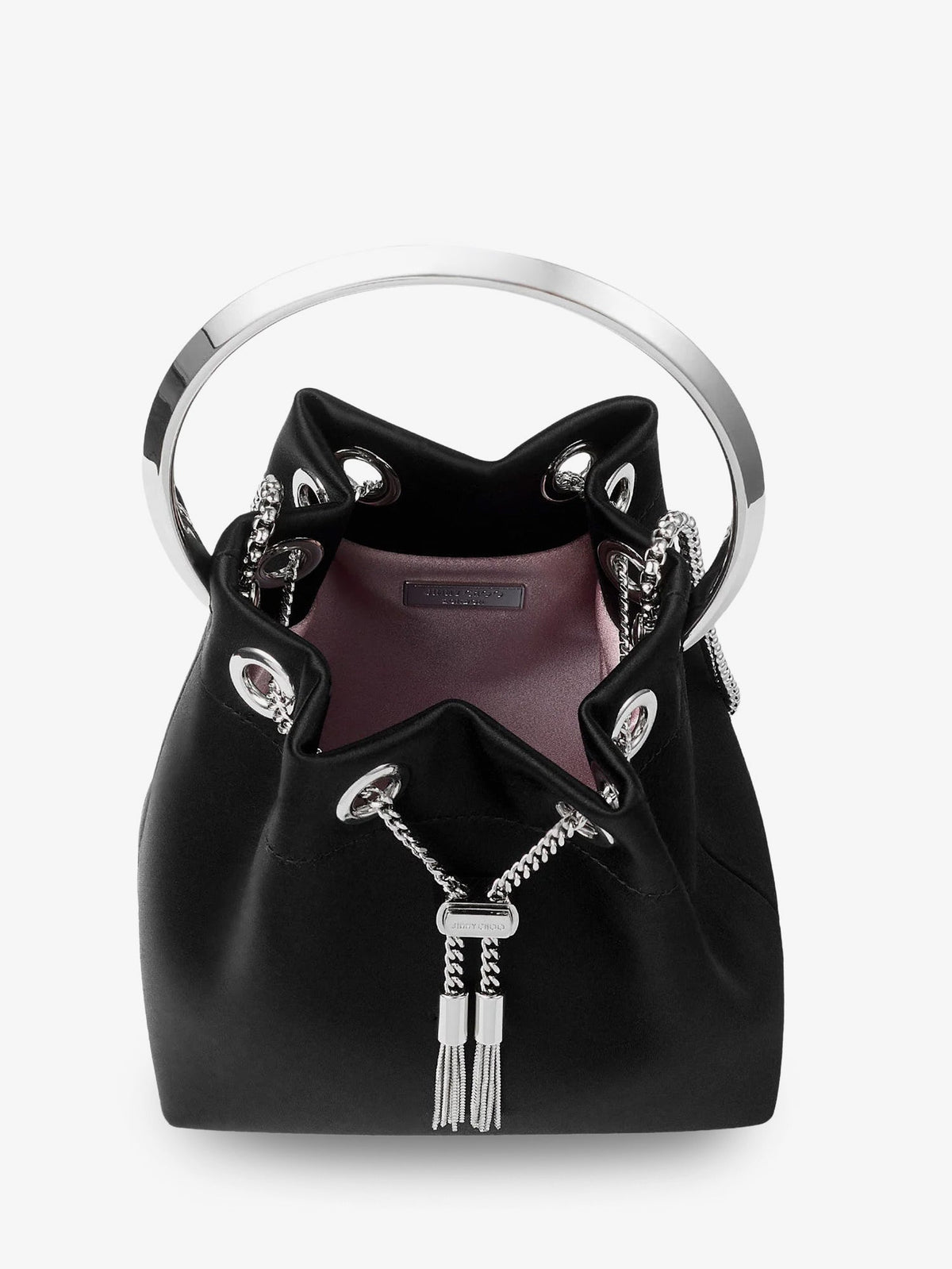 Jimmy Choo Bon Bon satin bucket bag - Blacksilver