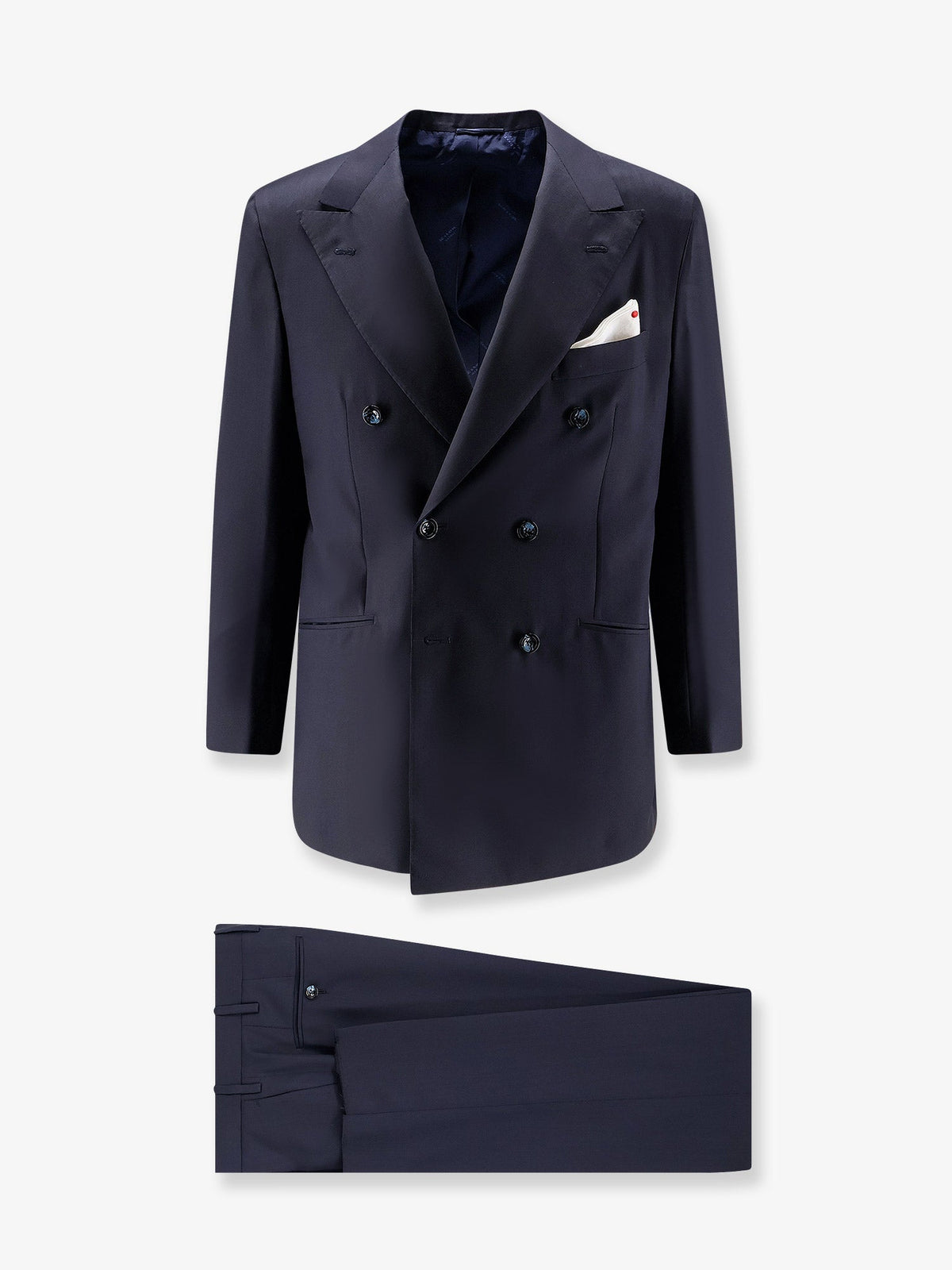 Kiton Double-breasted wool suit - Nero