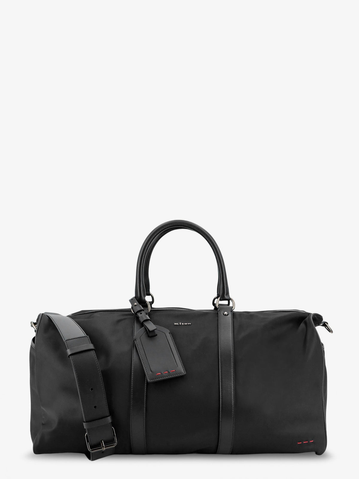 Kiton Nylon travel bag with leather inserts - Nero
