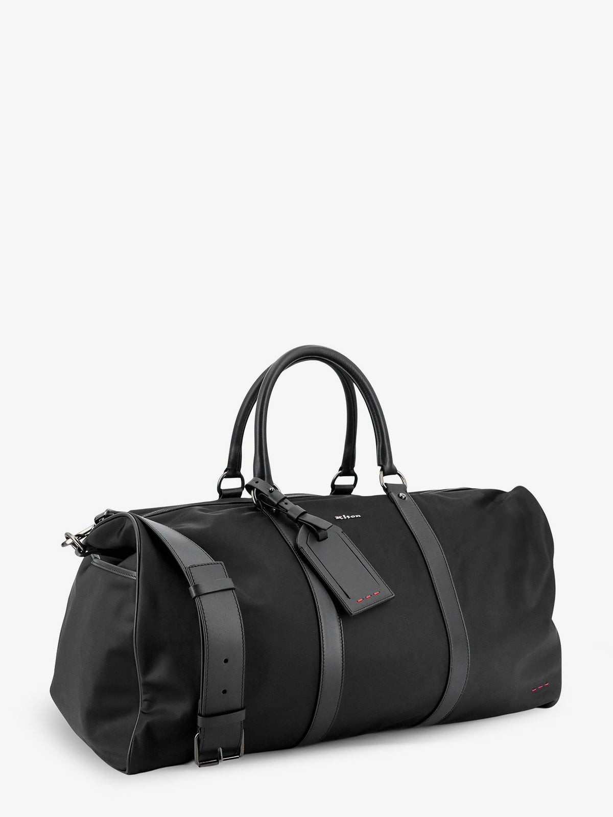 Kiton Nylon travel bag with leather inserts - Nero