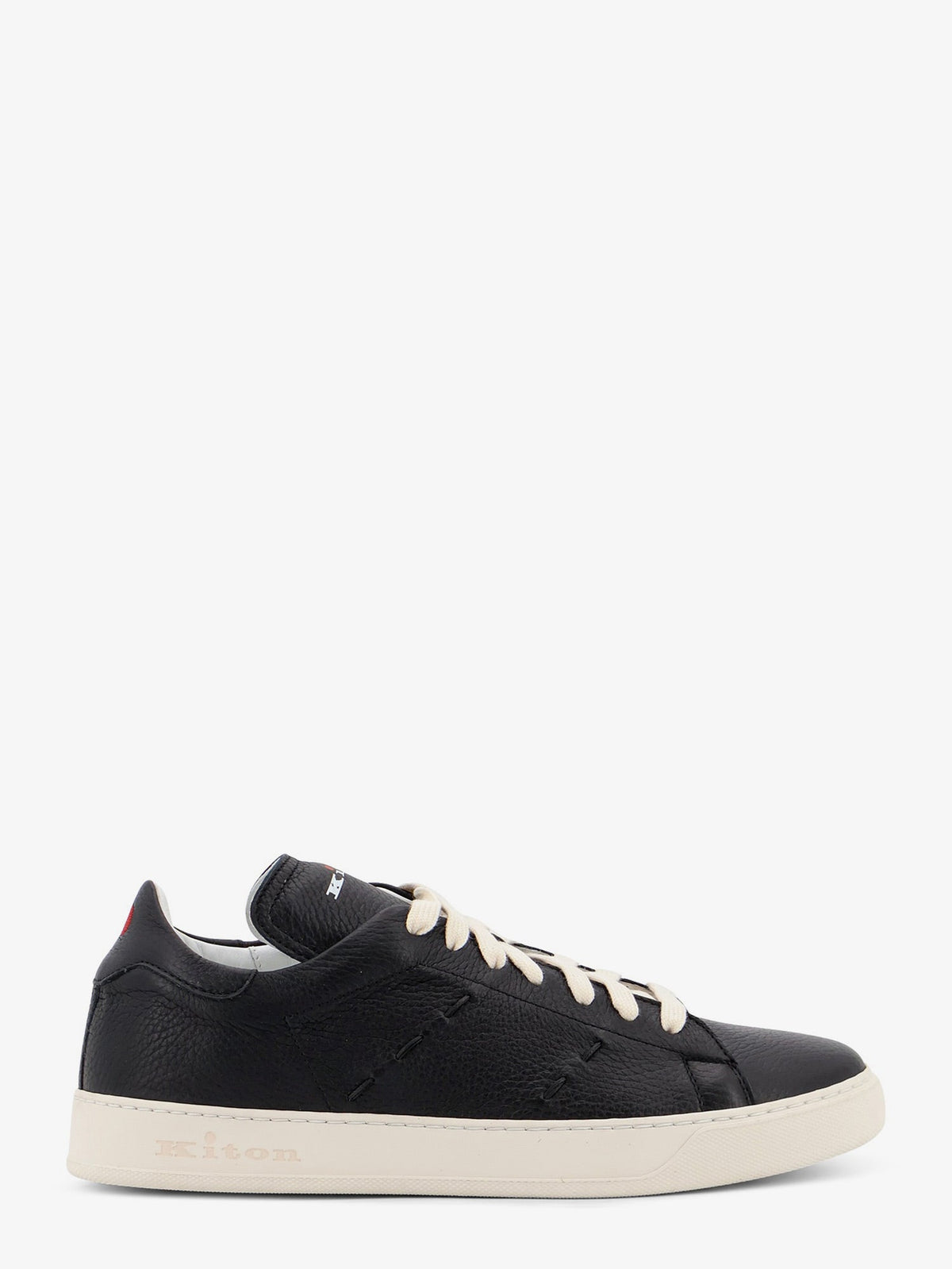 Kiton Leather sneakers with iconic side stitching - Nero