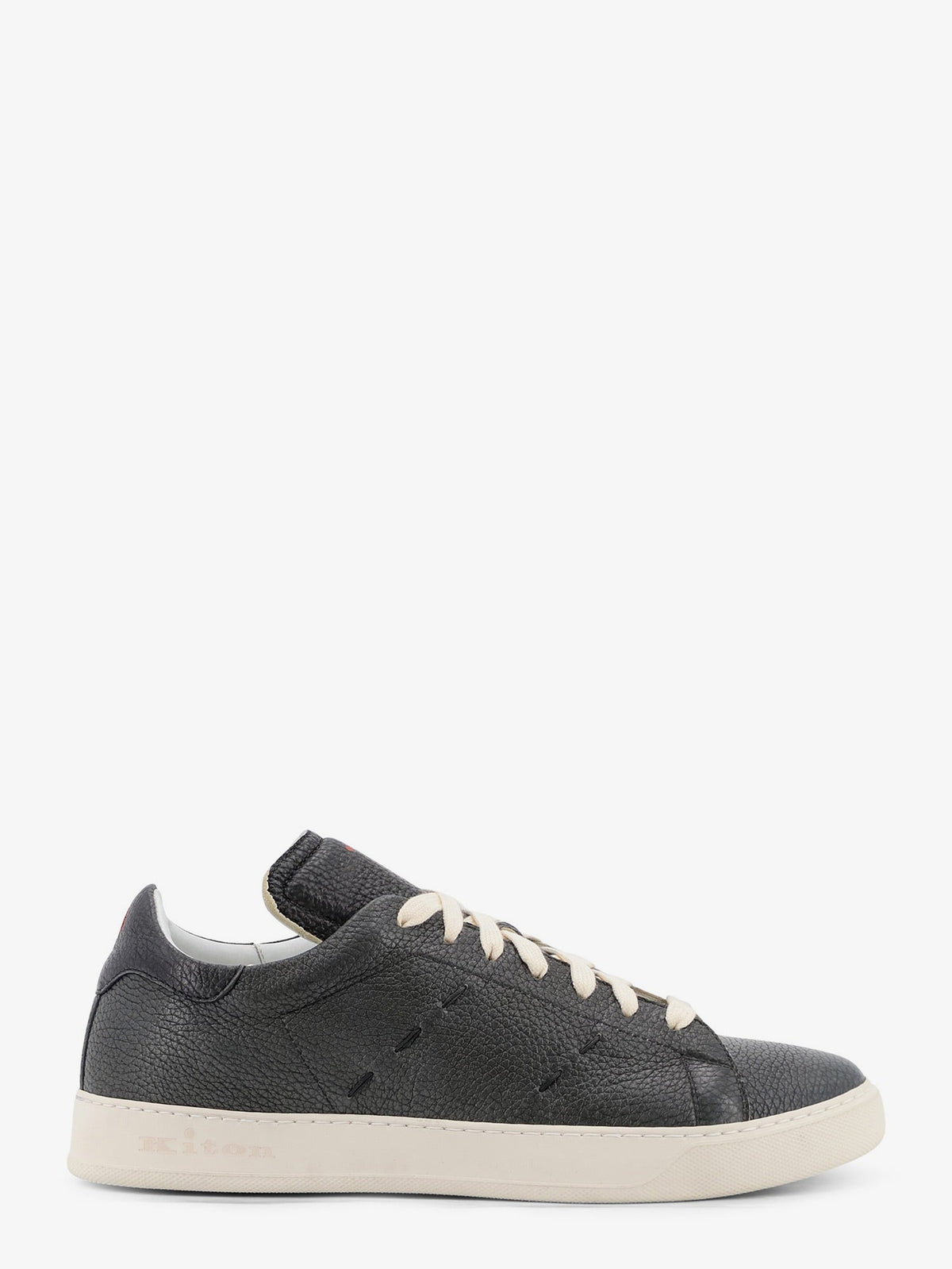 Kiton Leather sneakers with iconic side stitching - Grigioscuro