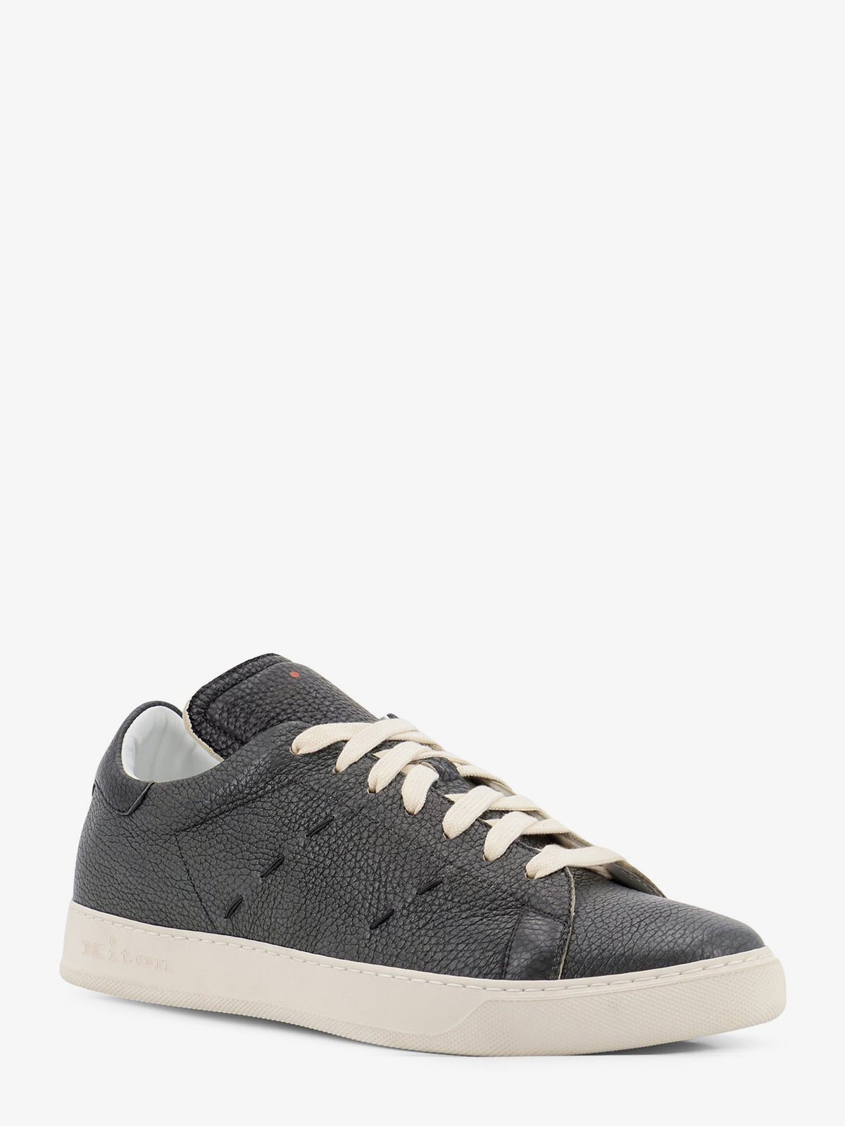 Kiton Leather sneakers with iconic side stitching - Grigioscuro