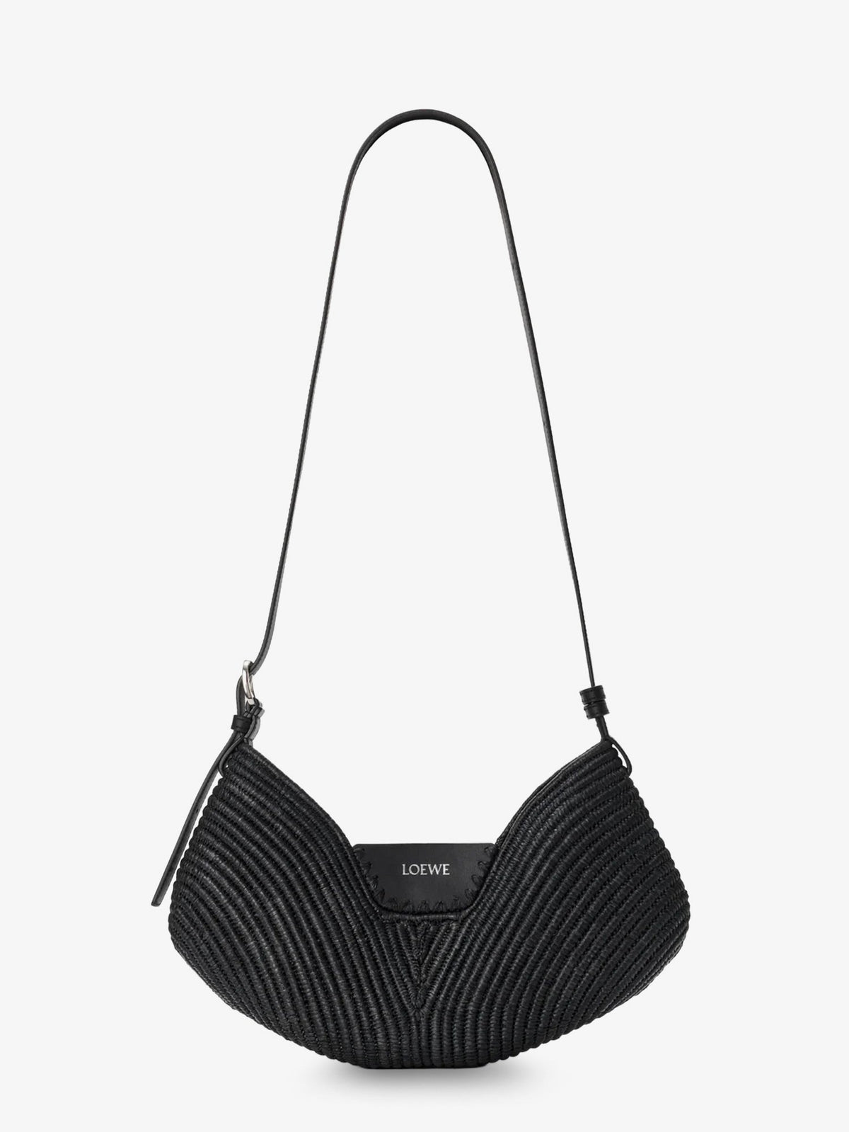 Loewe Paula's Ibiza-Swing raffia and leather shoulder bag - Black