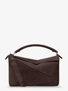 Loewe Puzzle Large nubuck bag - Dark Chestnut