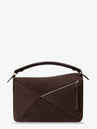 Loewe Puzzle Large nubuck bag - Dark Chestnut
