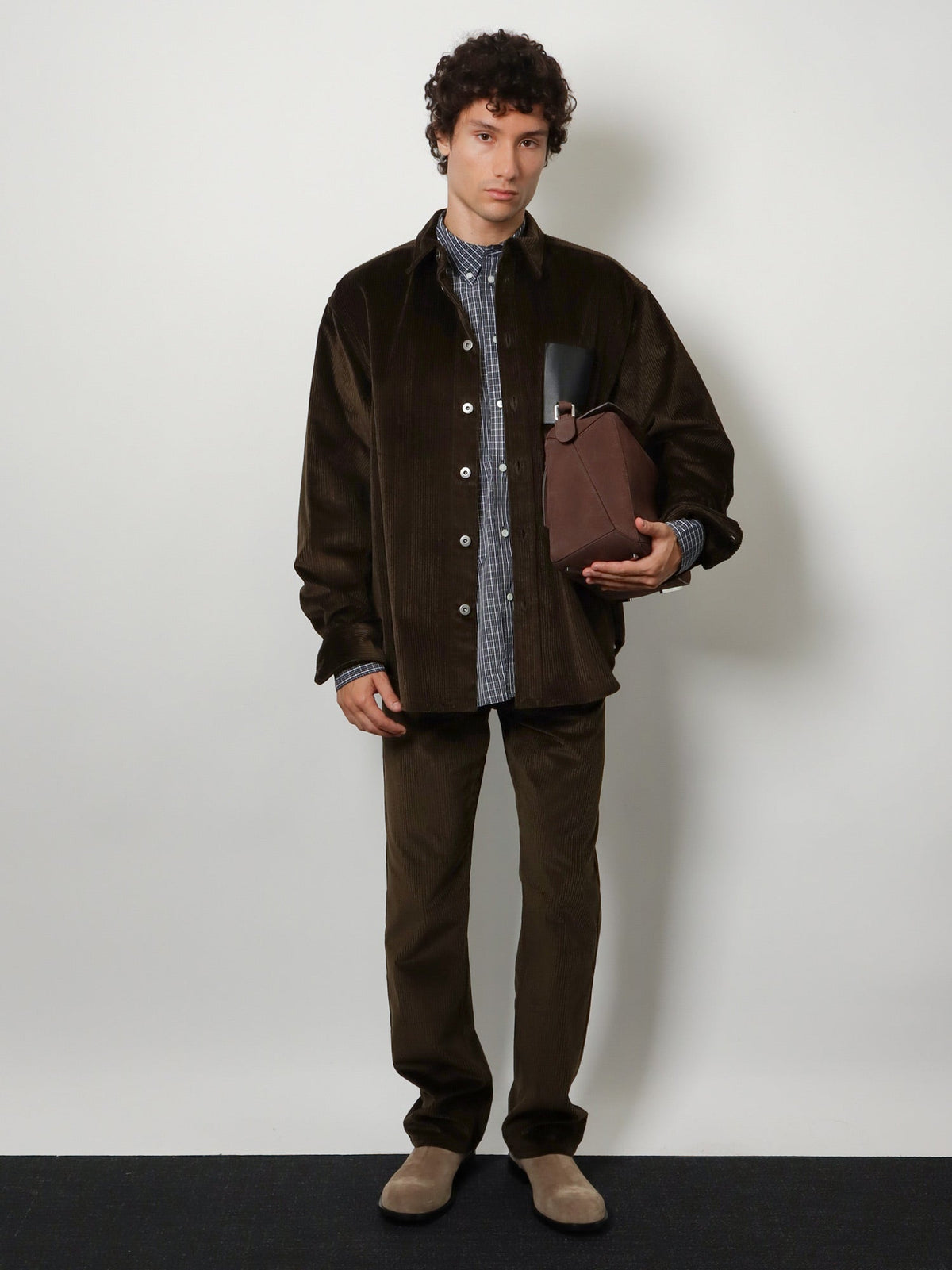 Loewe Technical cotton shirt with all-over check pattern - Black/White