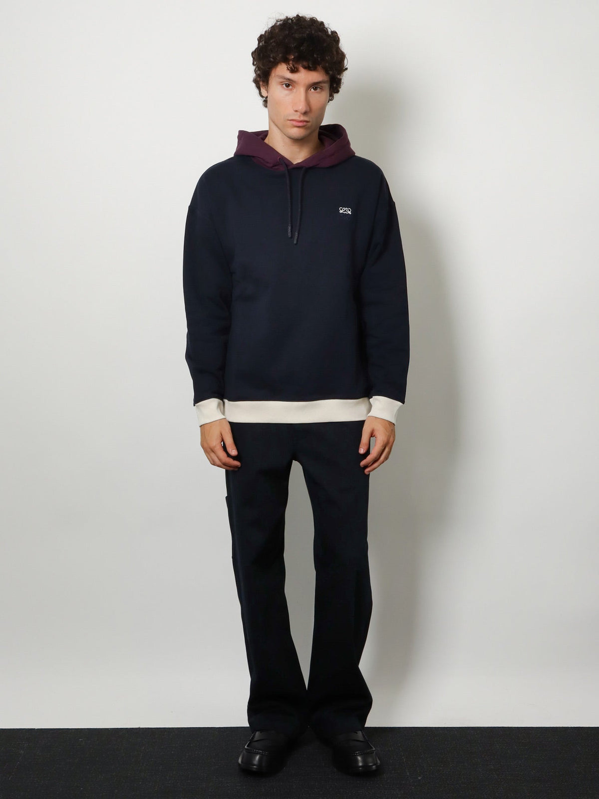Loewe Cotton hoodie - Dark Blue/White