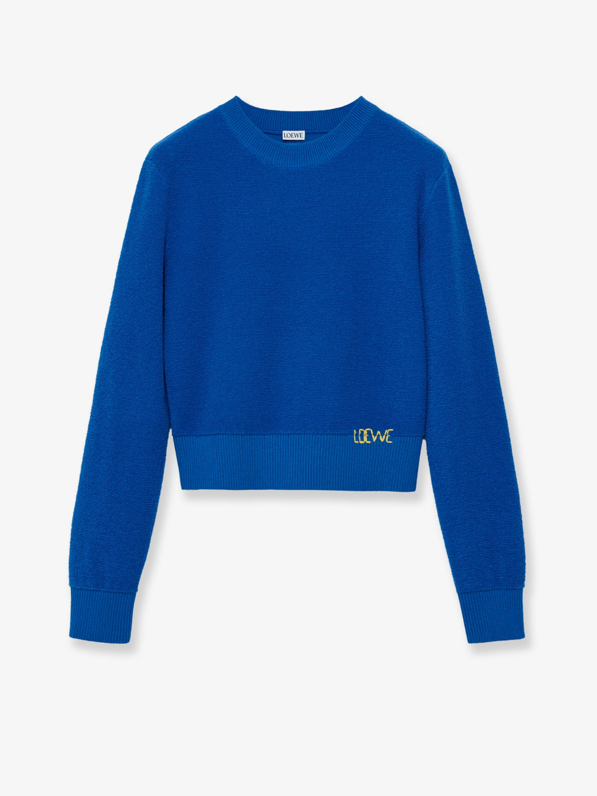 Loewe Wool sweater with contrasting embroidered logo at the bottom - Indigo Blue