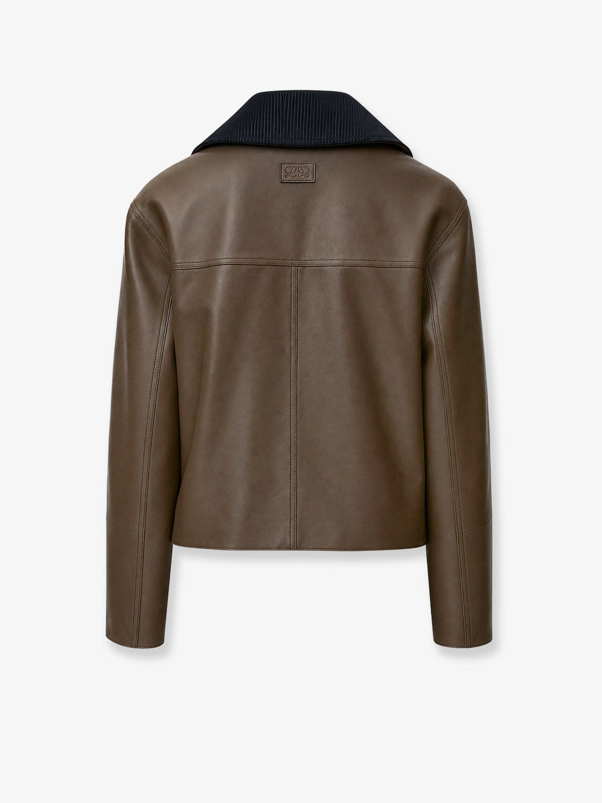 Loewe Lightweight nappa leather short jacket with a corduroy collar - Khaki Green