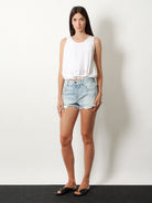 Loewe Paula's Ibiza-Blue denim bermuda shorts with frayed edges - Washed Blue