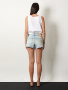 Loewe Paula's Ibiza-Blue denim bermuda shorts with frayed edges - Washed Blue